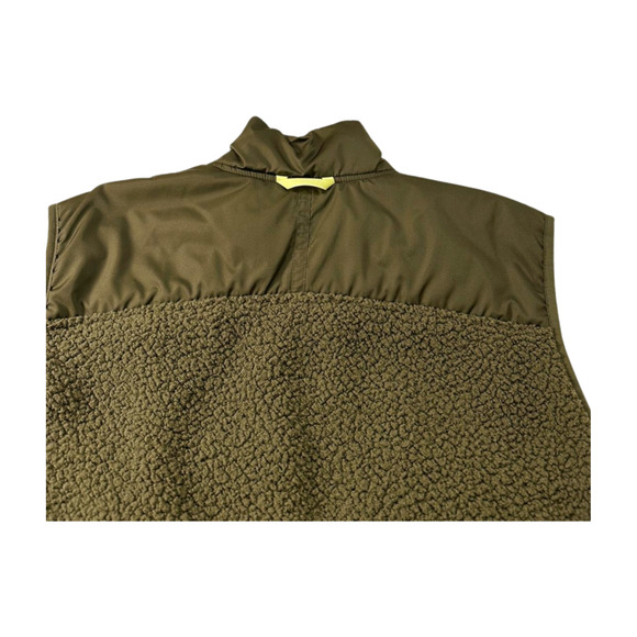 Old Navy Women's Cropped Hybrid Sherpa Fleece Vest Olive Green Neon Accent Large - Picture 4 of 7